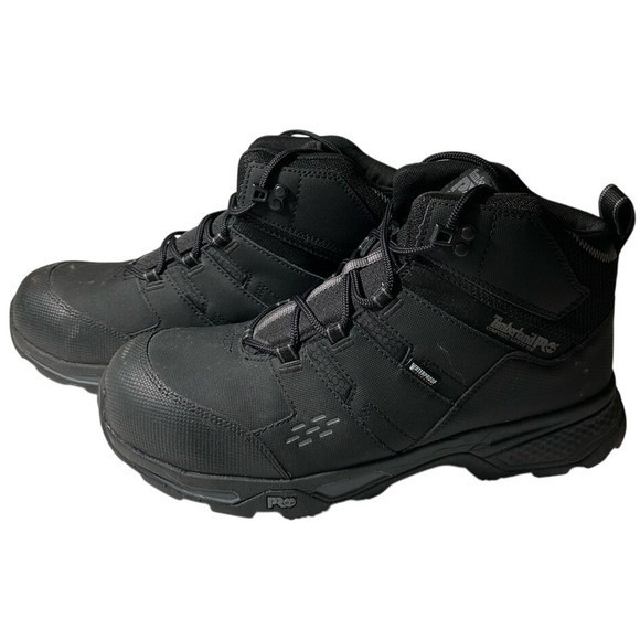 Timberland PRO 24/7 Waterproof Black Work Boots Steel Toe Ankle High - Picture 1 of 6